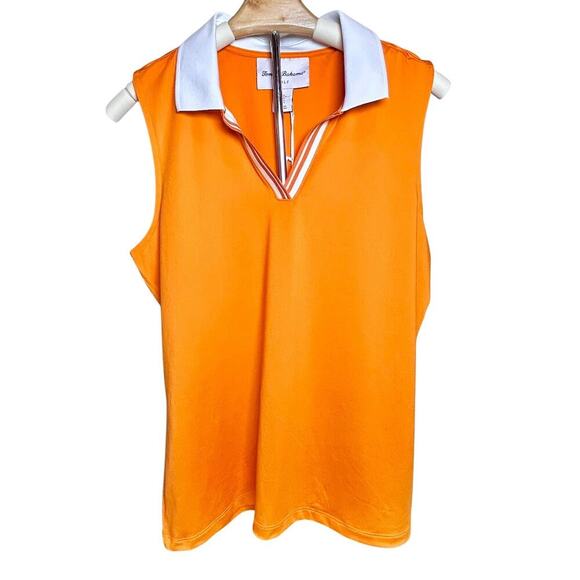 Tommy Bahama GOLF 1/4 Zip Orange Sleeveless Polo White Collar Large - Picture 1 of 8